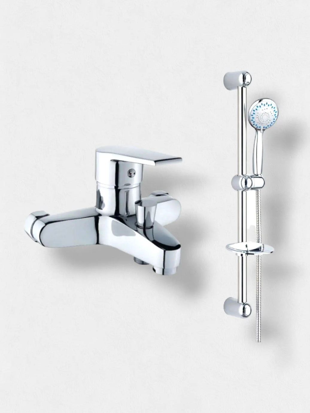 Melfa Krom Duş Başlığı+Banyo Bataryası+Sürgülü Mafsal 3'Lü Set