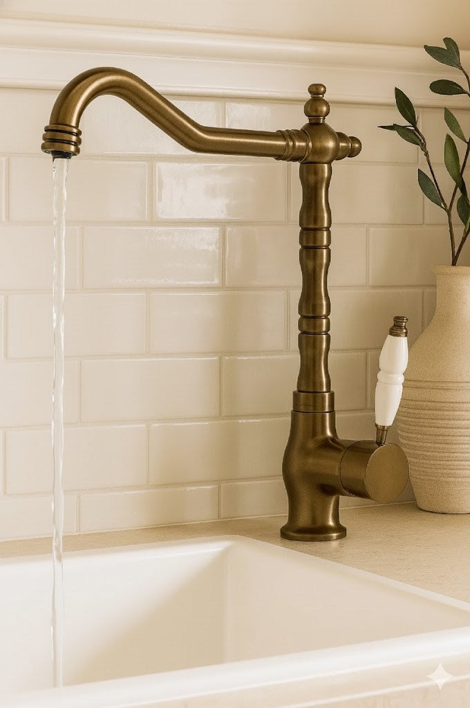 Rustik Antik Mutfak Eviye Bataryası Çift Su Girişli Garantili