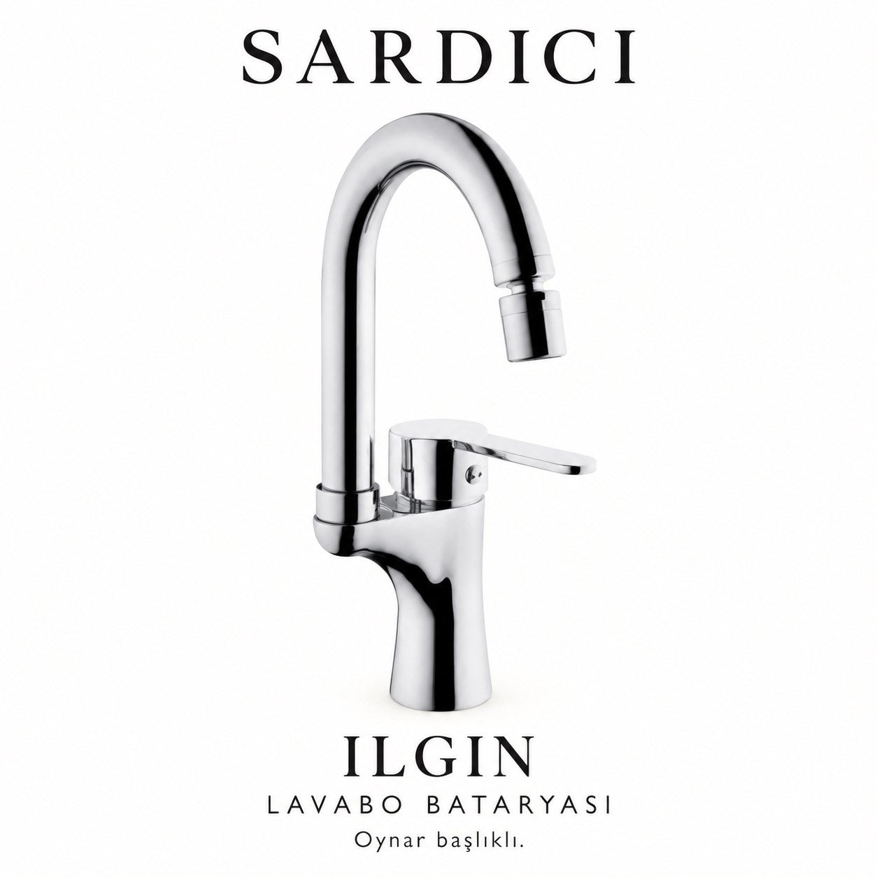 Sardıcı Ilgın Oynar Başlıklı Lavabo Bataryası Krom Pirinç Gövde Çift Su Girişli