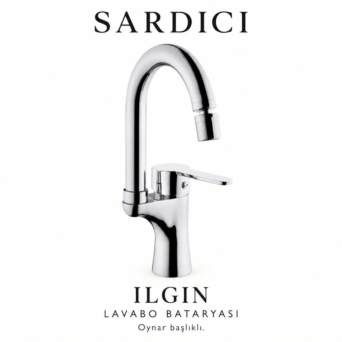 Sardıcı Ilgın Oynar Başlıklı Lavabo Bataryası Krom Pirinç Gövde Çift Su Girişli