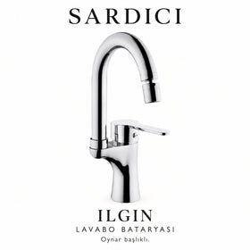 Sardıcı Ilgın Oynar Başlıklı Lavabo Bataryası Krom Pirinç Gövde Çift Su Girişli