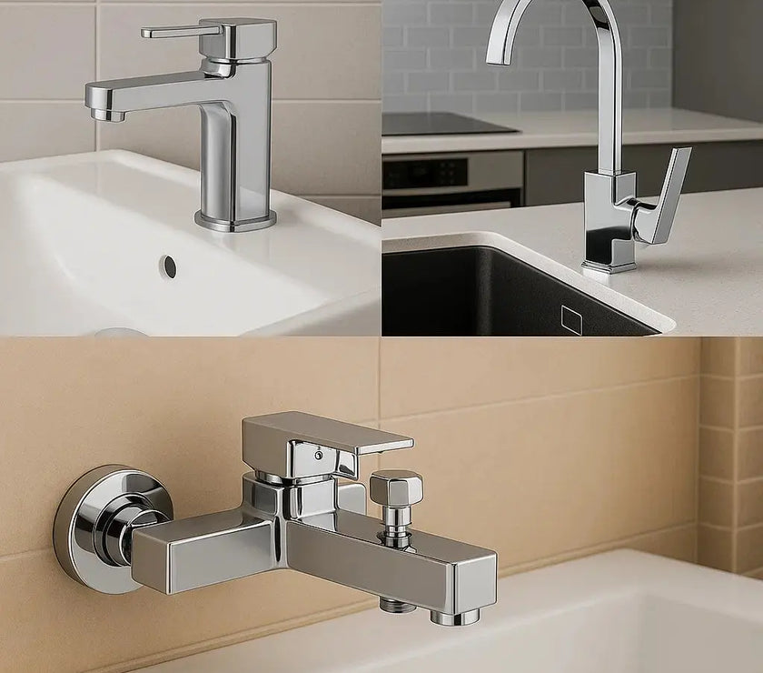 SARDICI KARE MUTFA BATARYASI SETİ ÇİFT SU GİRİŞLİ PİRİNÇ MUSLUK