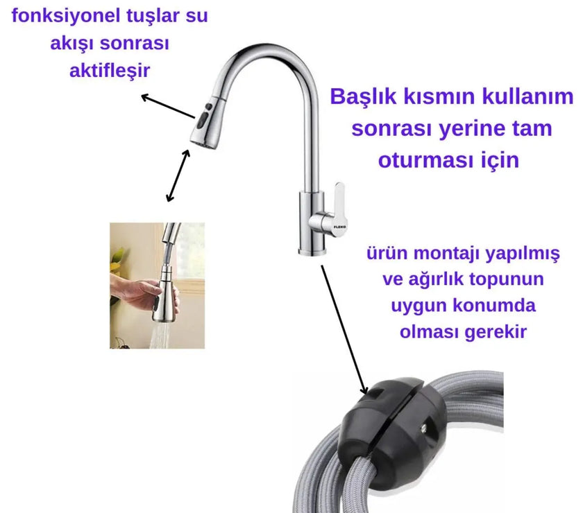 Sardıcı Siyah Spiralli Mutfak Bataryası Siyah Mutfak Dekor Musluk