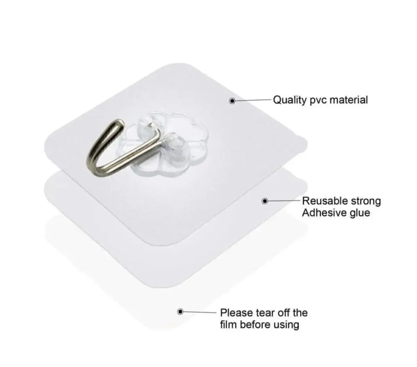 Askılık 12 Adet Şeffaf Güçlü Duvar Askısı Askılığı Yapışkan Vantuz Kanca Mutfak Banyo