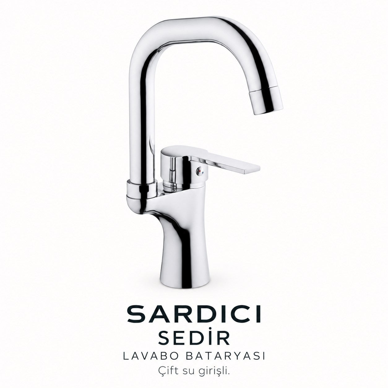 Sardıcı Sedir Lavabo Bataryası Krom Pirinç Gövde Çift Su Girişli Tam Takım