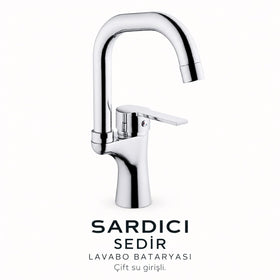 Sardıcı Sedir Lavabo Bataryası Krom Pirinç Gövde Çift Su Girişli Tam Takım
