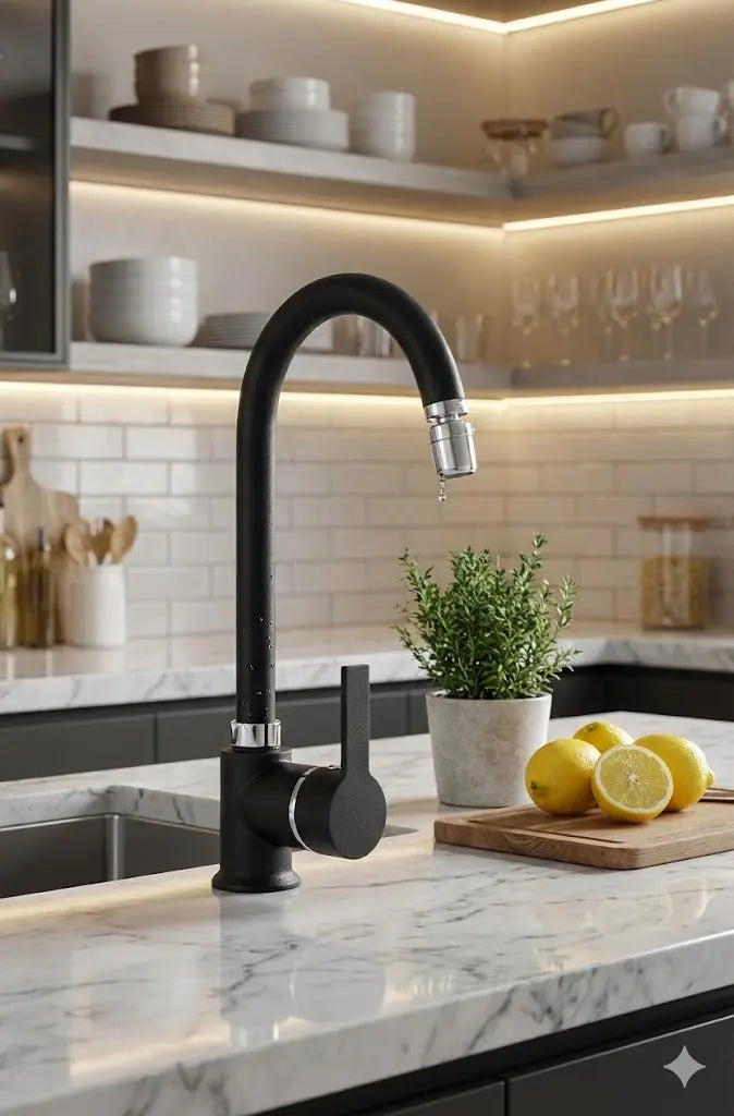 Siyah Oynar Perlatörlü Mutfak Eviye Bataryası Sardıcı