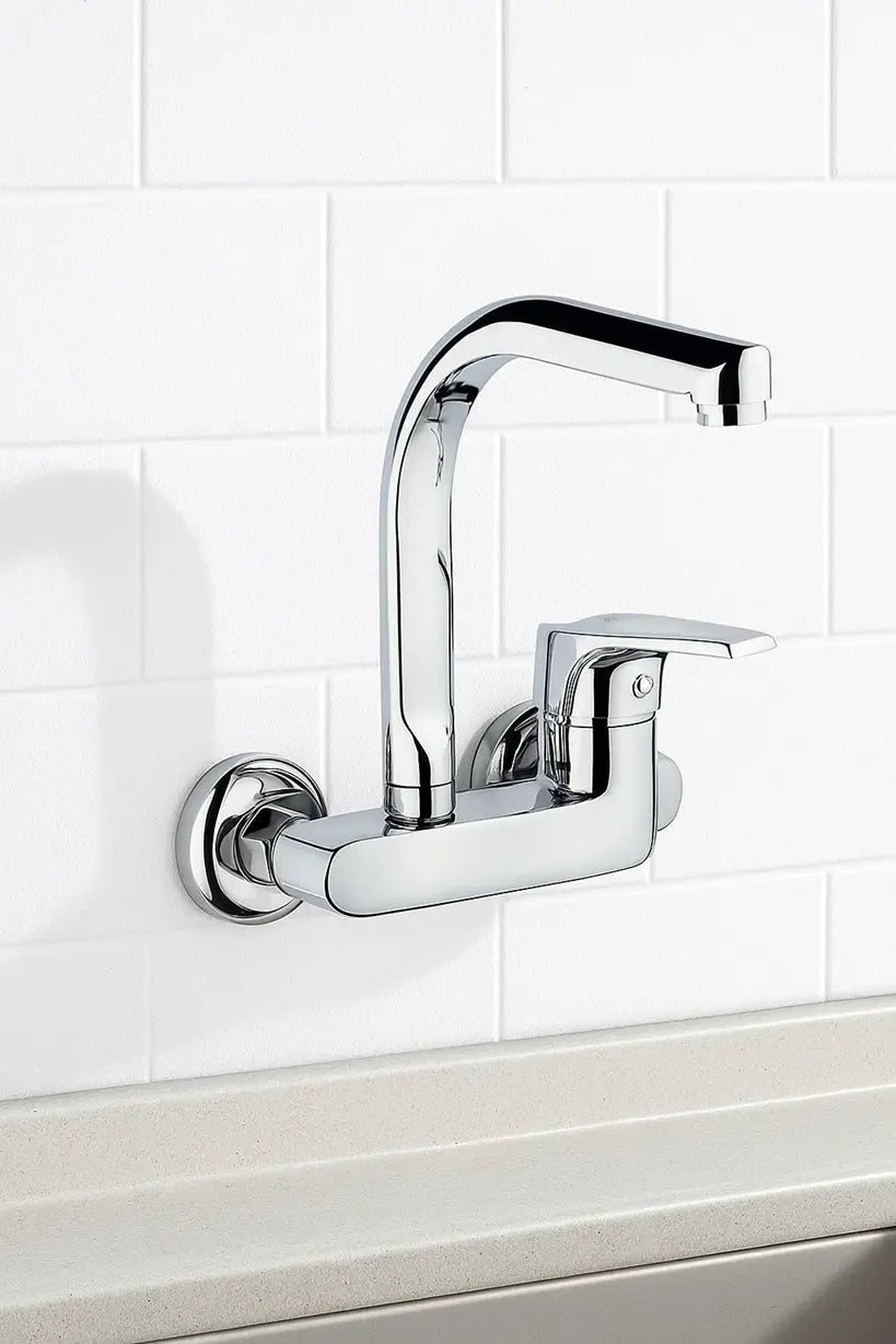 Sardıcı Duvardan Aplike Krom Mutfak Bataryası Çift Su Girişli 5 Yıl Garantili sardıcı