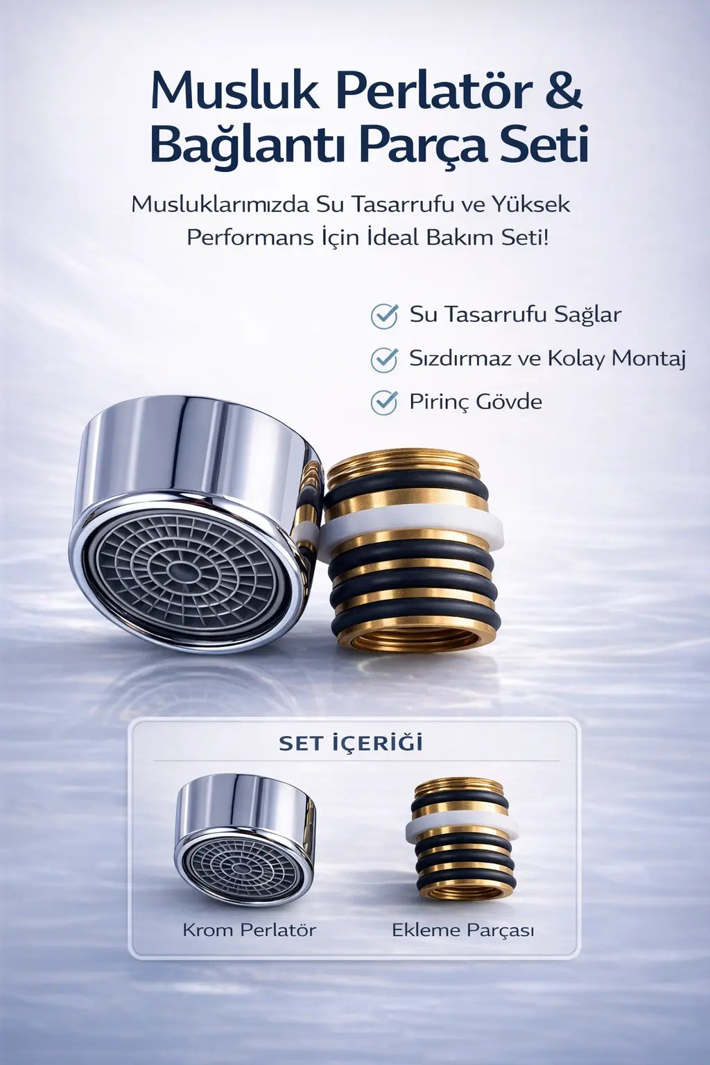 Musluk Borusu Bakım Seti Somon, Nipel ve Pirinç Musluk Ucu Sardıcı