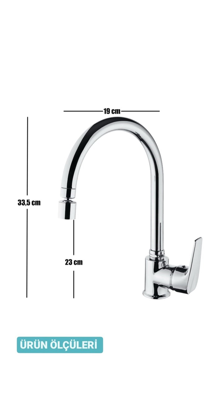 SARDICI Famel Series Mutfak Eviye Bataryası Oynar Perlatörlü Çift Su Girişli 5 yıl Garanti Süreli