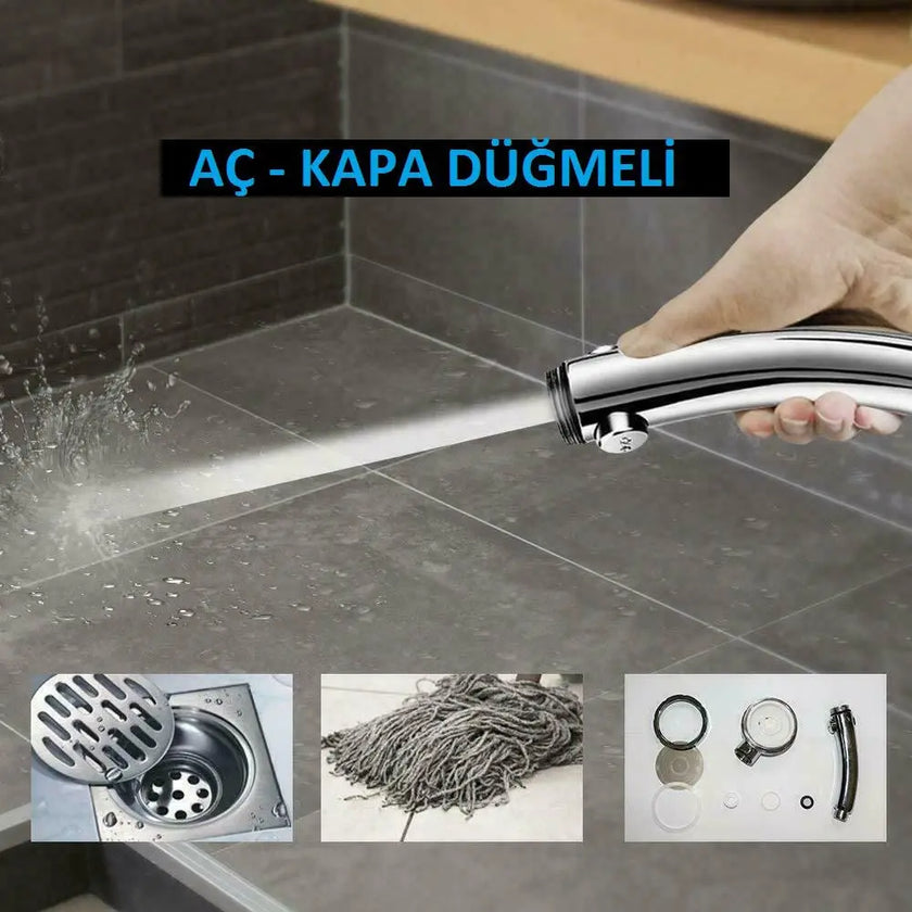 Duş Başlığı Aç Kapa Özellikli 3 Kademeli Su Akış Ayar Fonksiyonu Start Stop Özellikli