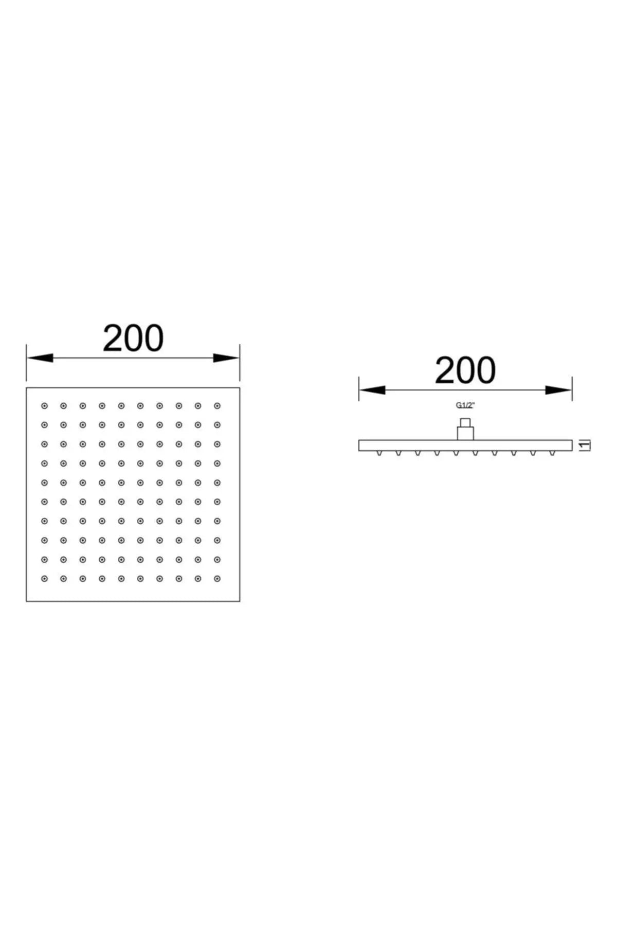Sardıcı Tepe Duş Başlığı Kare Slim 304 Çelik Metal 20x20 Cm