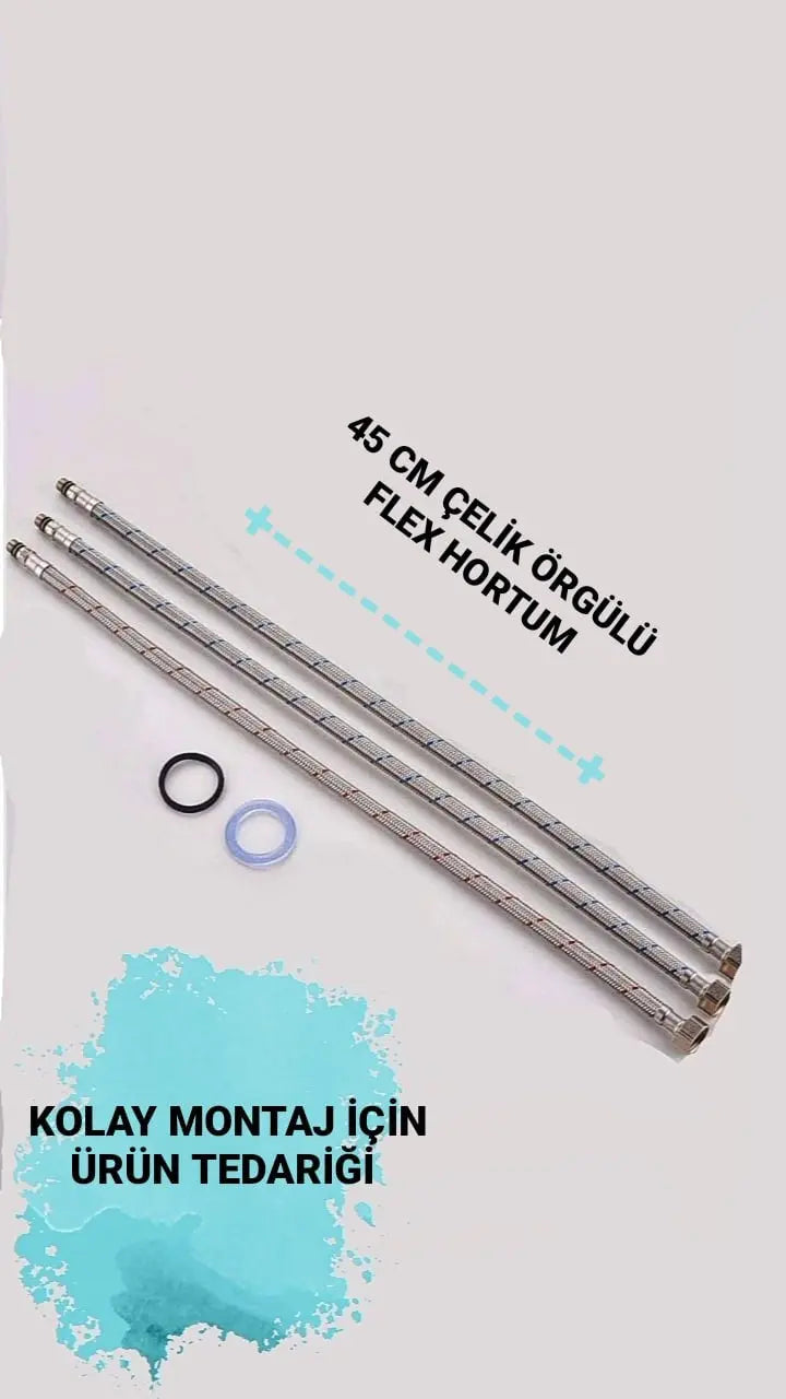 SARDICI Famel Series Mutfak Eviye Bataryası Oynar Perlatörlü Çift Su Girişli 5 yıl Garanti Süreli  