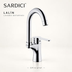 Sardıcı Lalin Lavabo Bataryası Krom Pirinç Gövde Çift Su Girişli Tam Takım