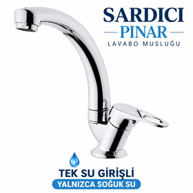 Sardıcı Pınar Krom Lavabo Musluğu Tek Su Girişli Yalnızca Soğuk Su Tam Takım