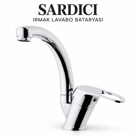 Sardıcı Irmak Krom Kısa Kuğu Lavabo Bataryası Çift Su Girişli 40 cm Hortum ve Montaj Takımı Dahil