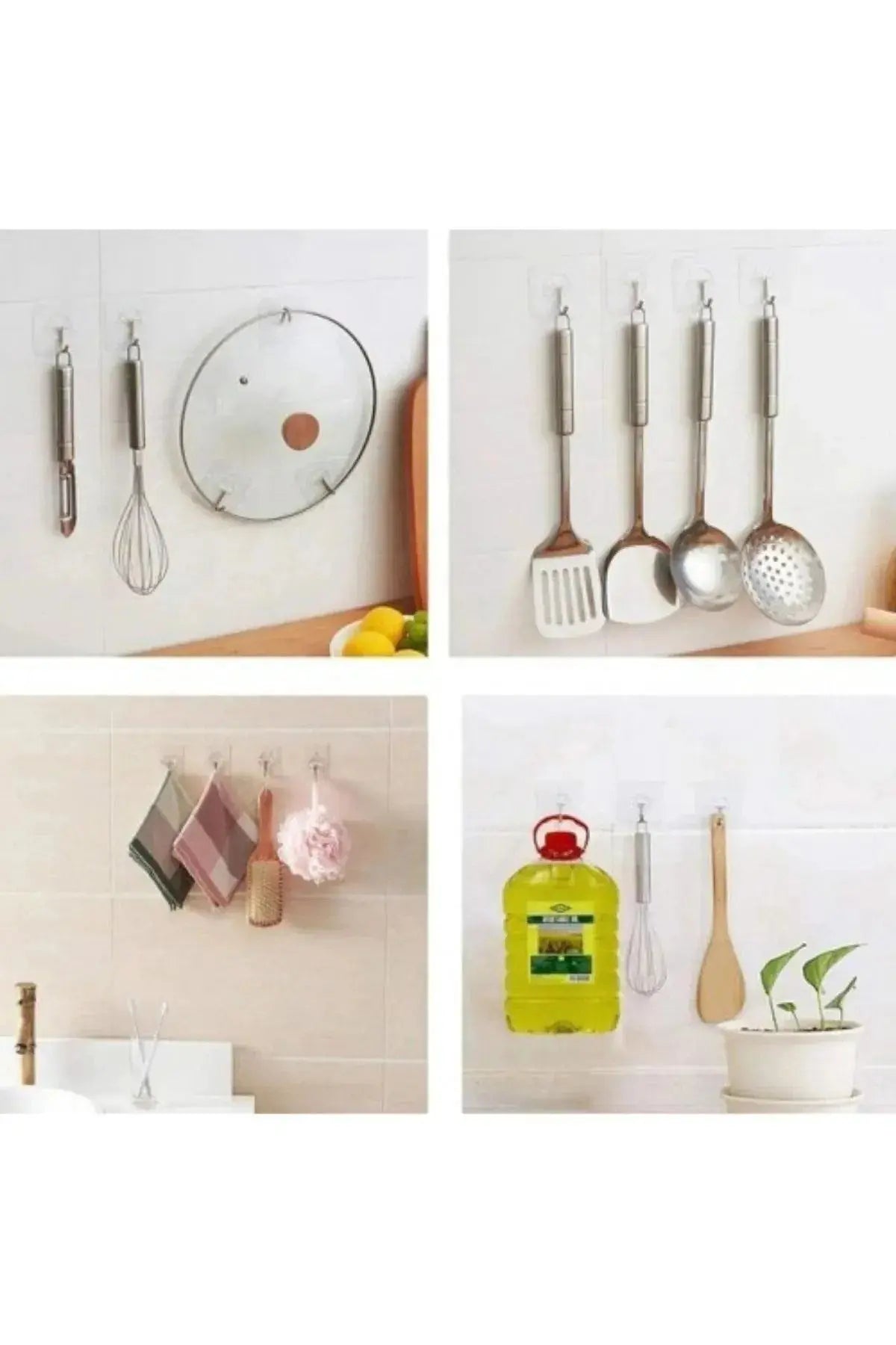 3 Adet Pratik Çok Amaçlı Güçlü Şeffaf Duvar Askısı Yapışkan Kancalı Mutfak Banyo Askı
