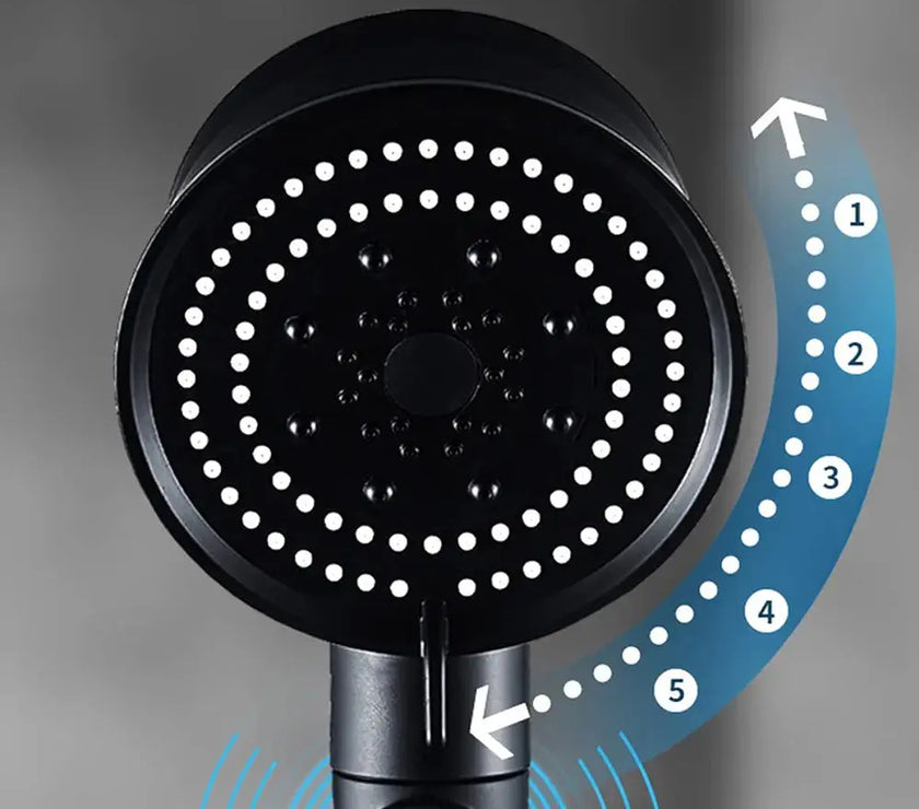 Melfa Turbo Fan Pervaneli Su Tasarruflu Fonksiyonlu Siyah Duş Başlığı