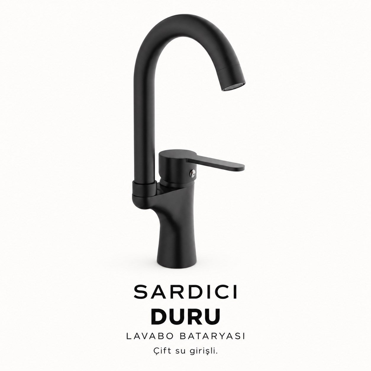 Sardıcı Duru Siyah Lavabo Bataryası Pirinç Gövde Çift Su Girişli Tam Takım