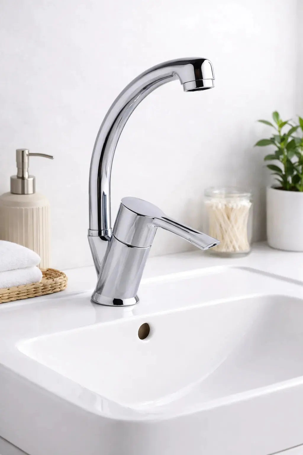 Defne Mix Kuğu Lavabo Bataryası Çift Su Girişli Garantili Sardıcı