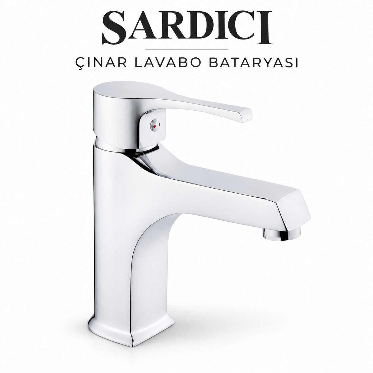 Sardıcı Çınar Krom Lavabo Bataryası Çift Su Girişli 40 cm Hortum ve Montaj Takımı Dahil