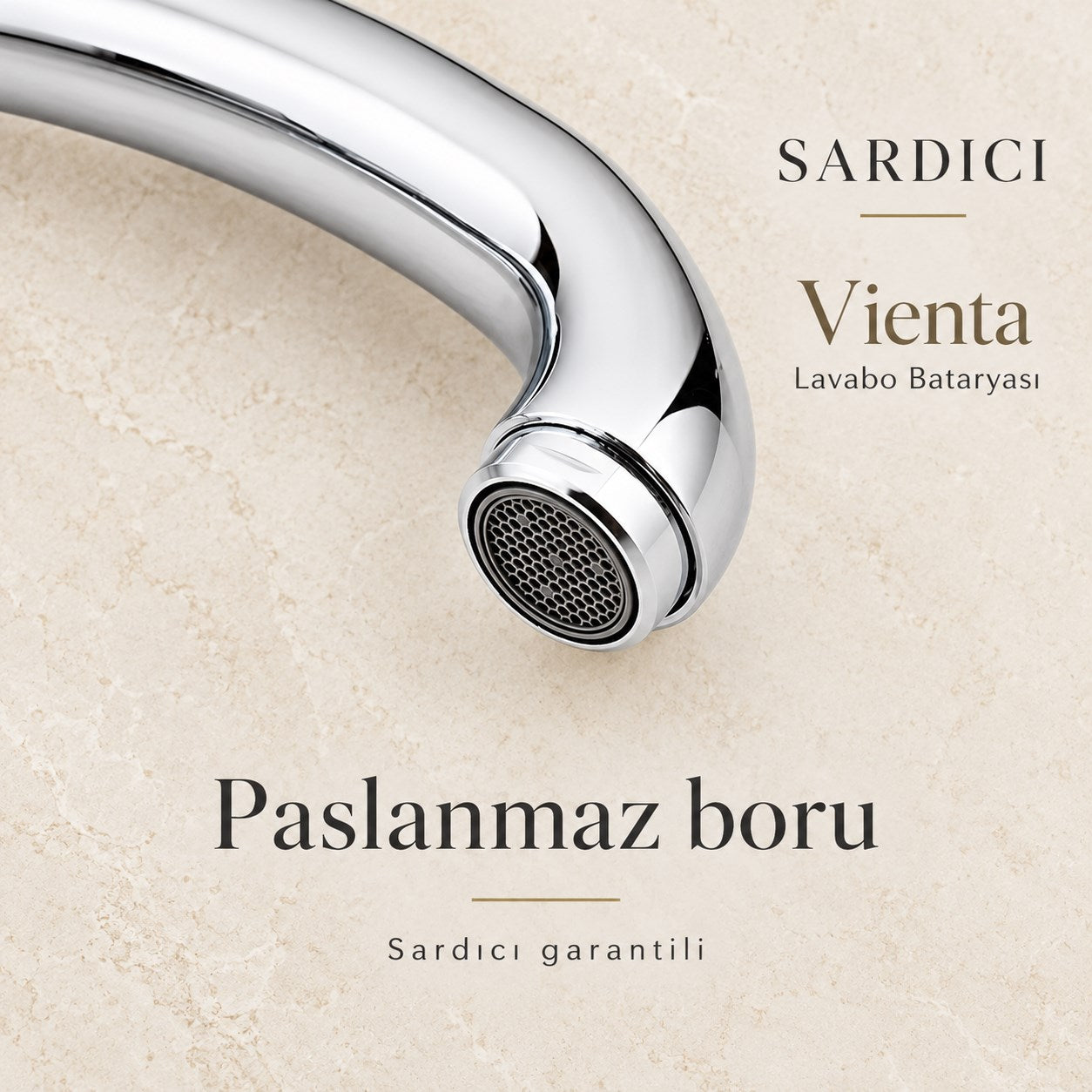 Sardıcı Vienta Lavabo Bataryası Pirinç Gövde Paslanmaz Boru Çift Su Girişli