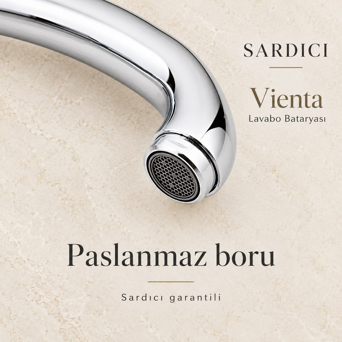 Sardıcı Vienta Lavabo Bataryası Pirinç Gövde Paslanmaz Boru Çift Su Girişli