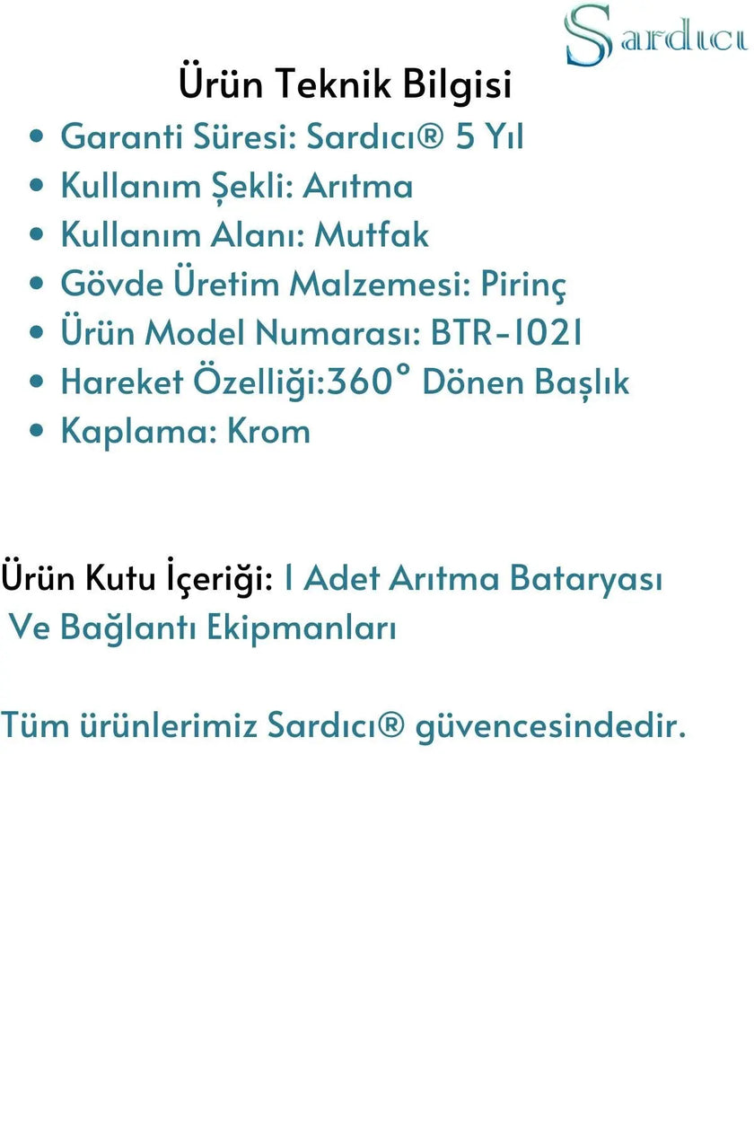 Arıtma Cihazı Bataryası Su Arıtma Musluğu Arıtma Bataryası 5 Yıl Garantili