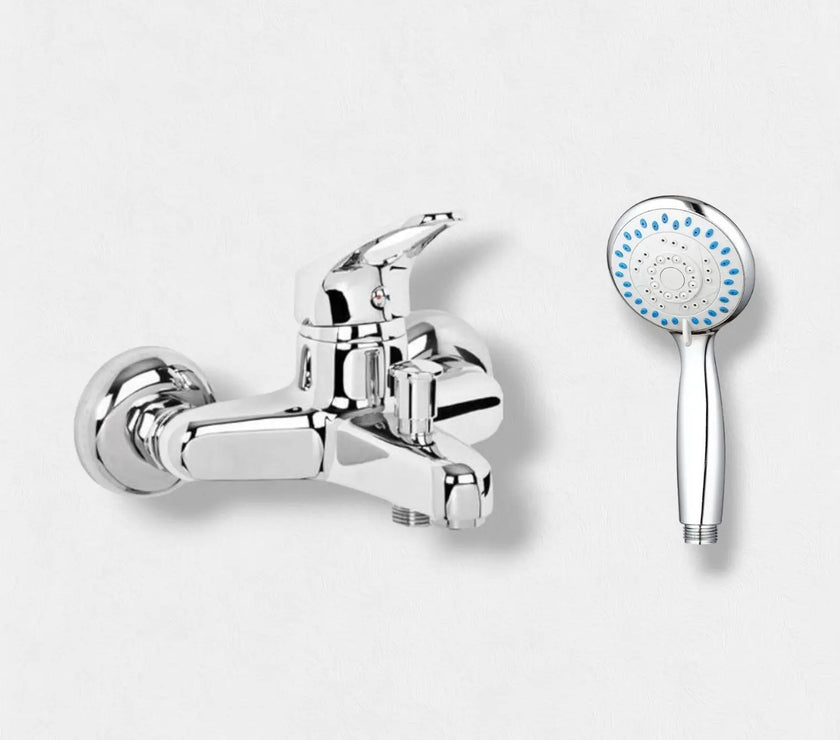 Melfa Krom Duş Başlığı+Banyo Bataryası+Mafsal+150 Cm Hortum 4' Lü Set