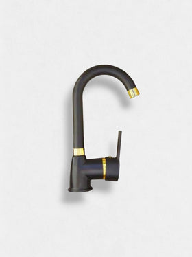 Melfa Gold Detaylı Siyah Mutfak Bataryası Çift Su Girişli 5 Yıl Garantili