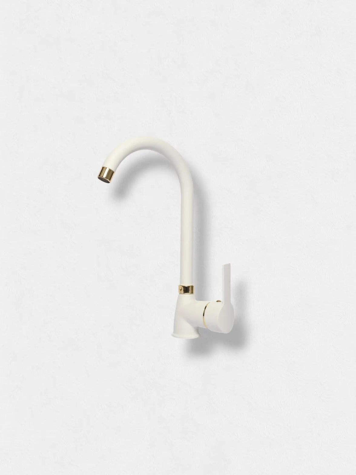 Melfa Gold Detaylı Beyaz Mutfak Bataryası Çift Su Girişli 5 Yıl Garantili