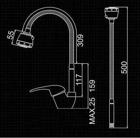 Sardıcı Spiralli fonksiyonel Mutfak Bataryası Çift Su Girişlş