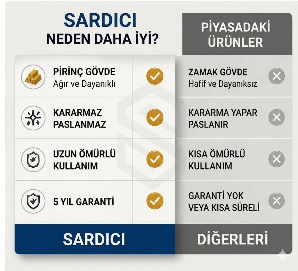 Defne Lavabo Bataryası 5 Yıl Garantili Pirinç Gövde Çift Su Girişli Musluk