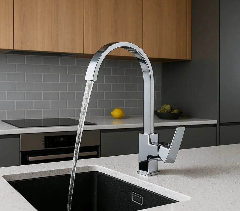 SARDICI KARE MUTFA BATARYASI SETİ ÇİFT SU GİRİŞLİ PİRİNÇ MUSLUK