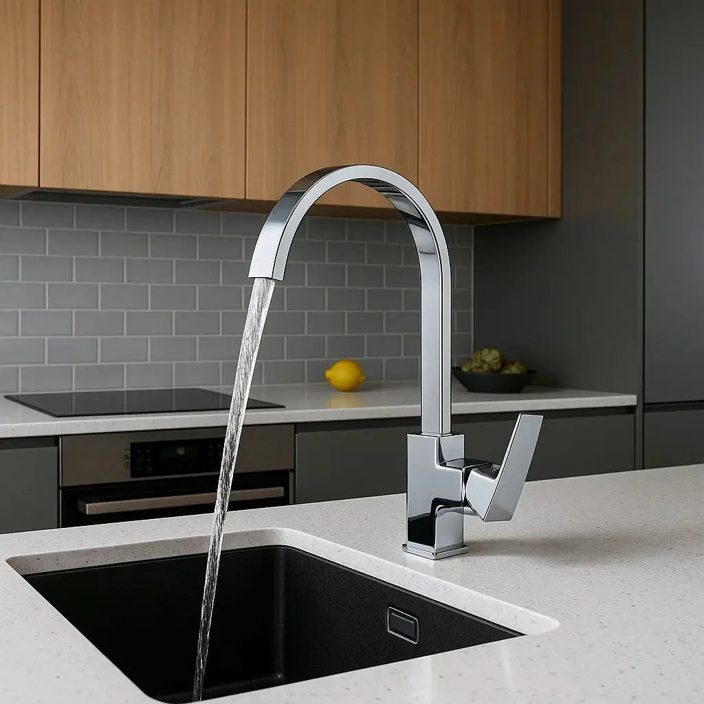 SARDICI KARE MUTFA BATARYASI SETİ ÇİFT SU GİRİŞLİ PİRİNÇ MUSLUK