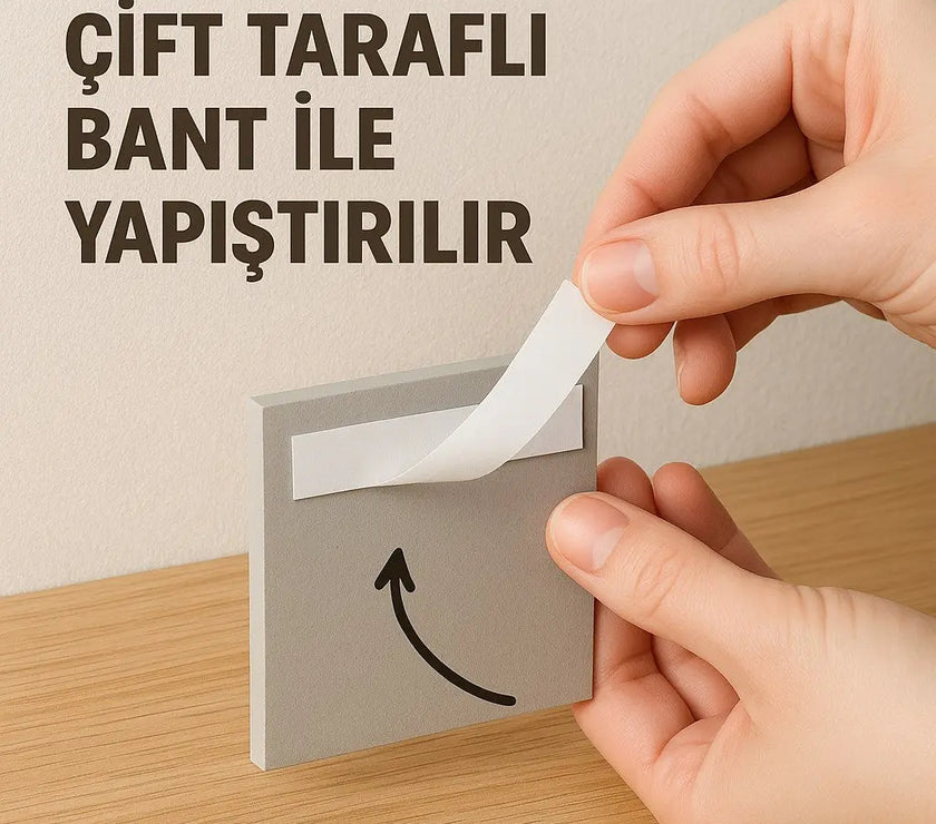 Yapışkanlı Siyah Kağıt Havluluk 3M Bantlı Delme Yok Sök Yapıştır 