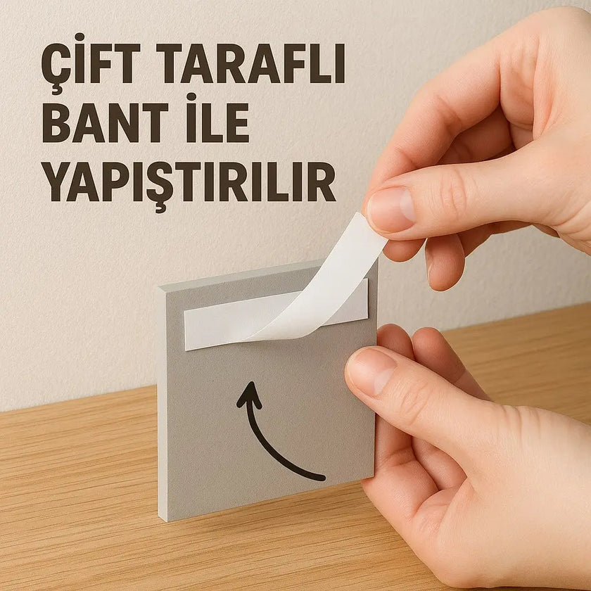 Yapışkanlı Siyah Kağıt Havluluk 3M Bantlı Delme Yok Sök Yapıştır 