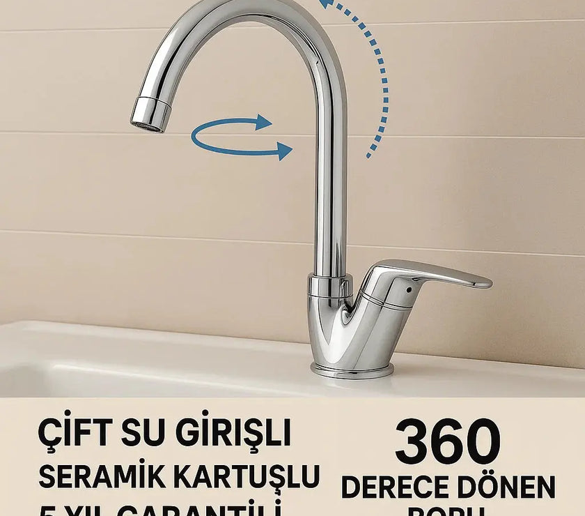 5 Yıl Garantili Çift Su Girişli Pirinç Mutfak Bataryası sardıcı