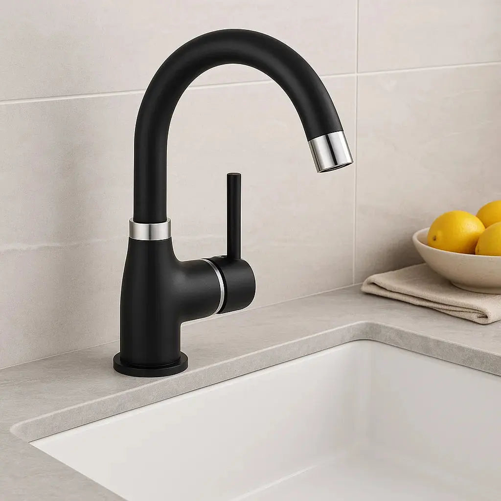 Sardıcı Siyah Hera Lavabo Bataryası Çift Su Girişli 5 Yıl Garanti Süreli sardıcı