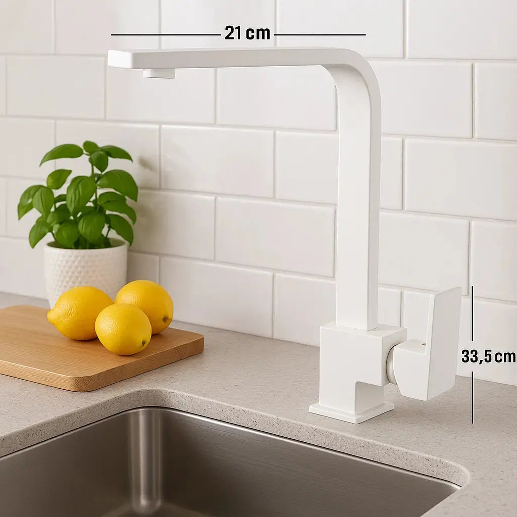 Sardıcı Beyaz Kare Mutfak Bataryası Çift Su Girişli 5 Yıl Garantili SARDICI