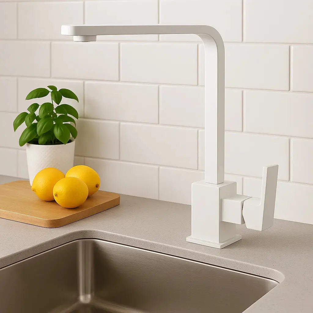 Sardıcı Beyaz Kare Mutfak Bataryası Çift Su Girişli 5 Yıl Garantili SARDICI