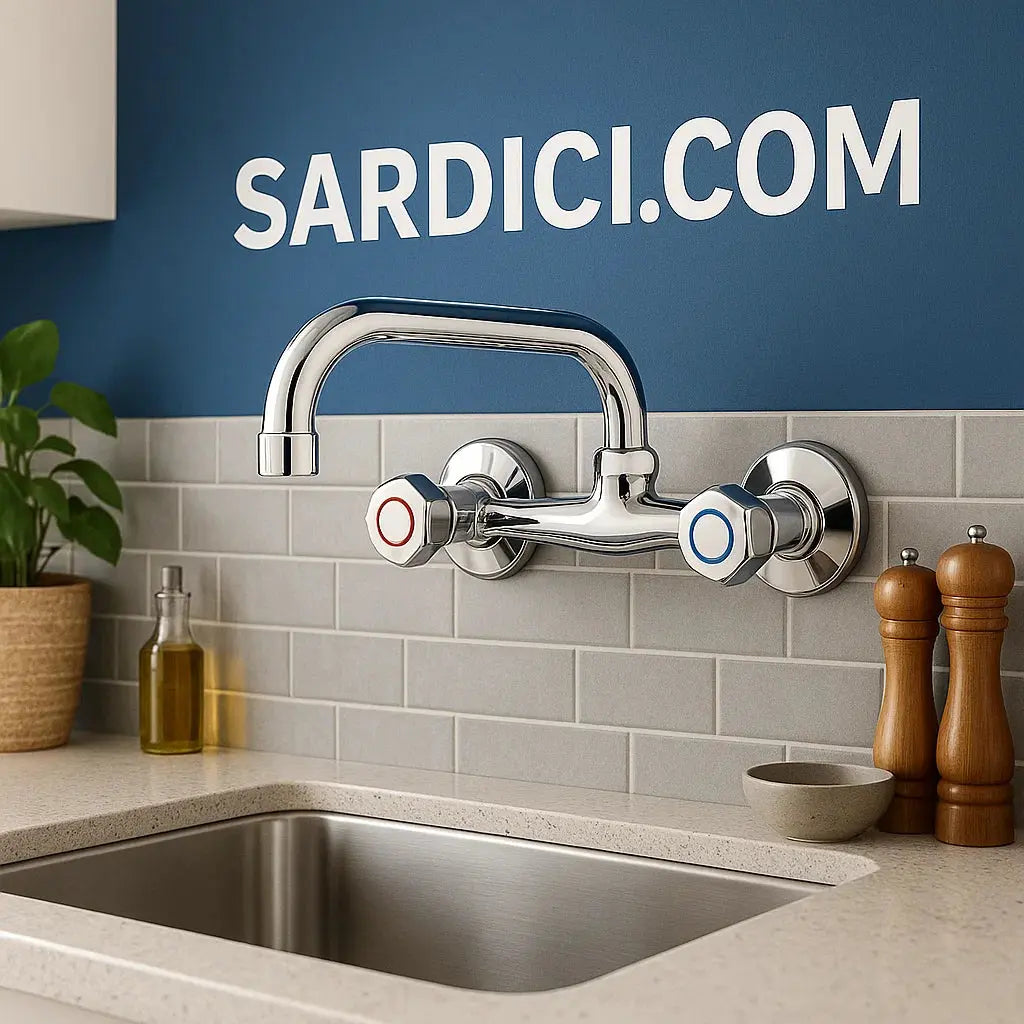 Sardıcı Duvardan Aplike Mutfak Bataryası Çift Su Girişli 5 Yıl Garantili sardıcı