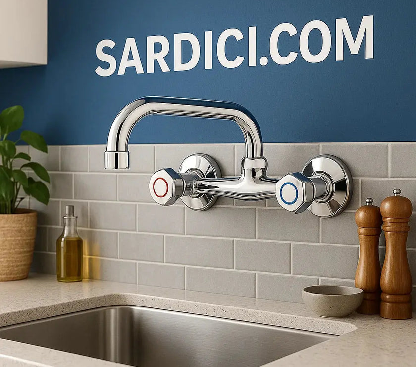 Sardıcı Duvardan Aplike Mutfak Bataryası Çift Su Girişli 5 Yıl Garantili sardıcı