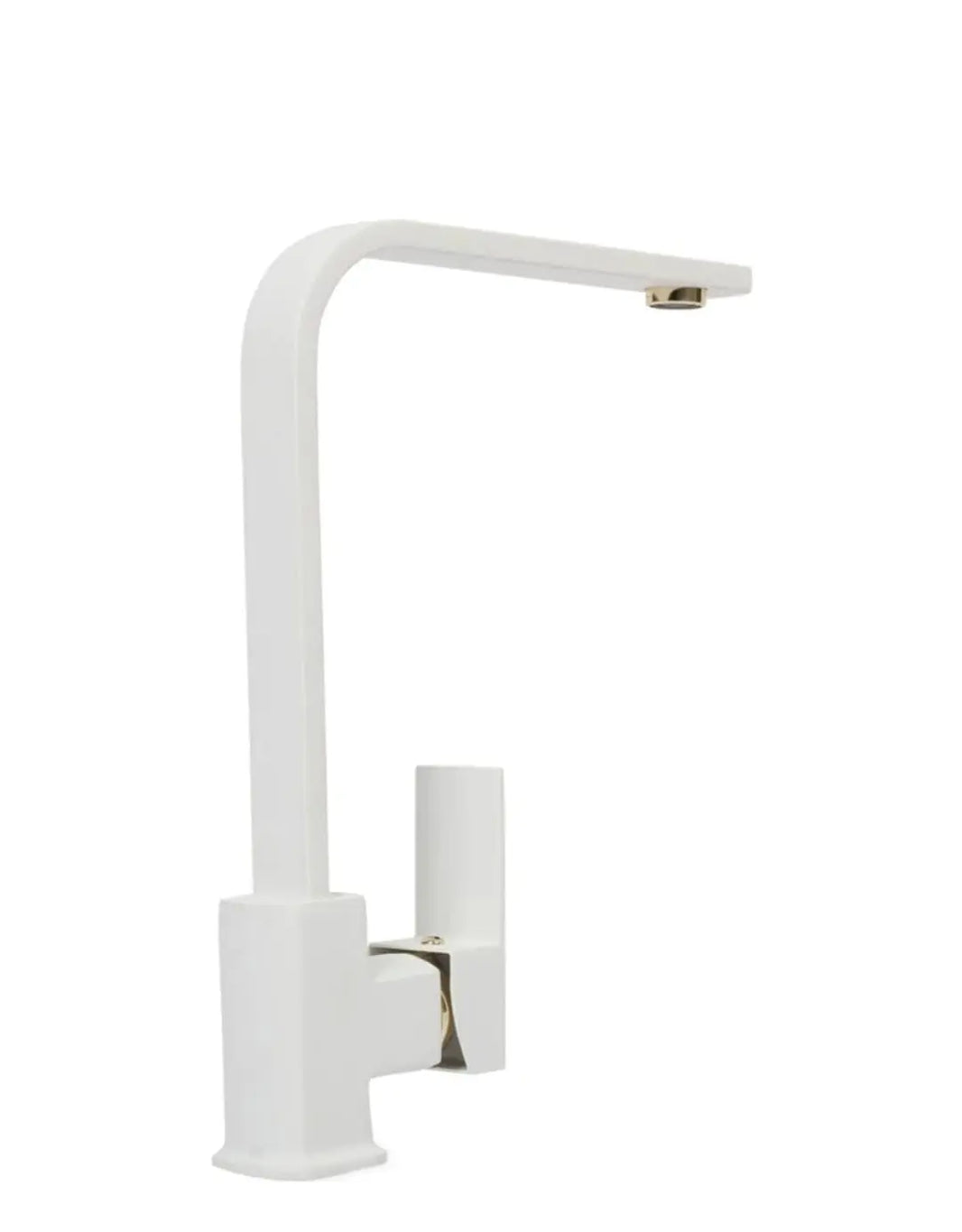 Beyaz Gold Detaylı Kare Mutfak Eviye Bataryası Ağır Gövde Çift Su Girişli 5 Yıl Garanti Sürelidir 