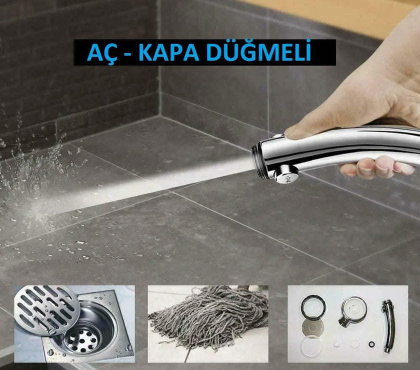 Su Tasarruflu Duş Başlığı Aç Kapa Özellikli 3 Kademeli Su Akış Ayar Fonksiyonu