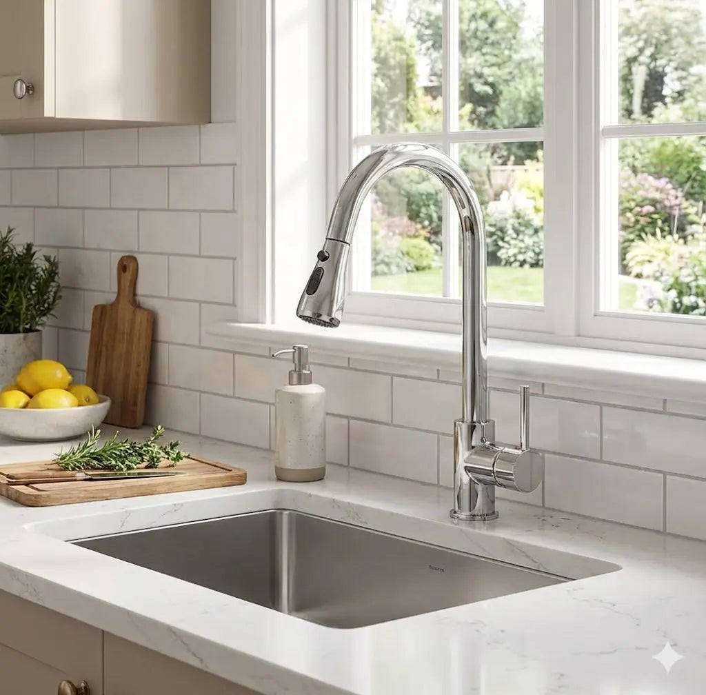 Spiralli Mutfak Bataryası Uzayan Sistem Tazzik ve Basınç Ayarlı Duşlama Özellikli Armatür sardıcı