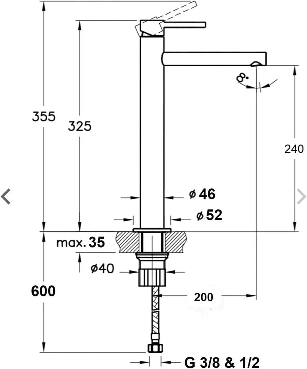 Sardıcı Pillar Serisi Siyah Çanak Lavabo Bataryasın 5 Yıl Garantili 