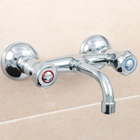 Mutfak Bataryası Duvardan Sabit Çift Su Girişli Musluk