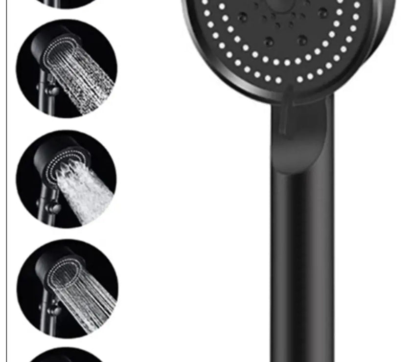 5 Fonksiyonlu Duş Başlığı Ve Siyah Duş Hortumu 150 Cm Set