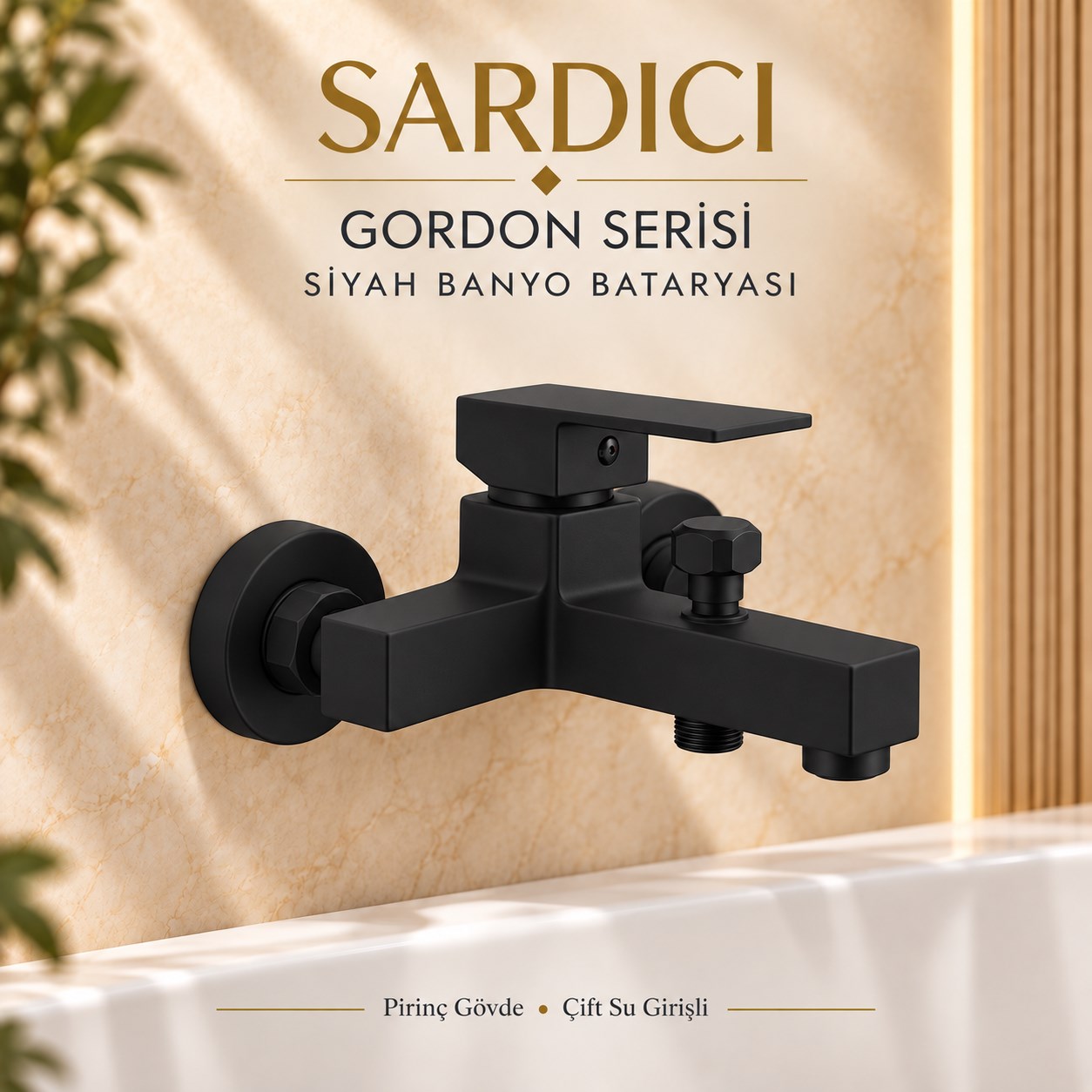 Sardıcı Gordon Mat Siyah 3’lü Mutfak Lavabo Banyo Batarya Seti Dirsek Takımı Dahil